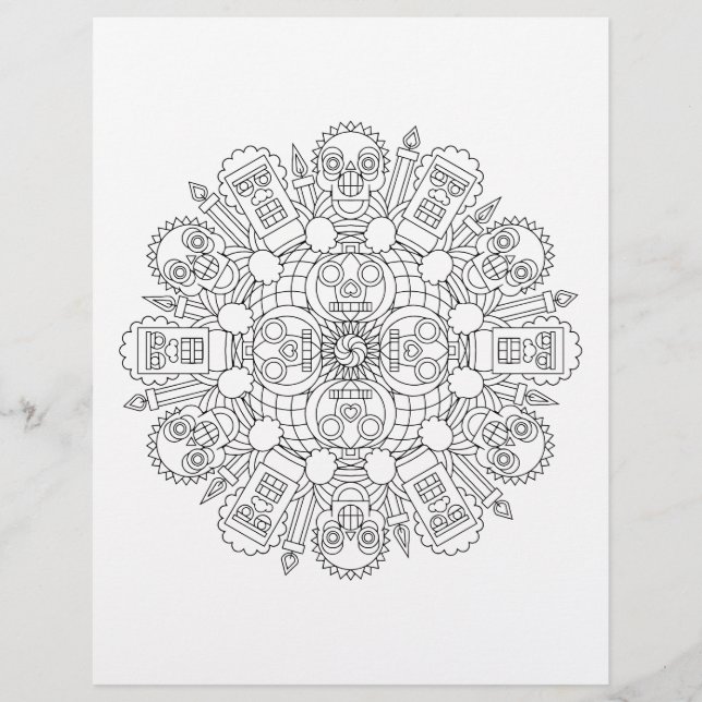 Zombie Horde Halloween Mandala Coloring Page (Framsida)