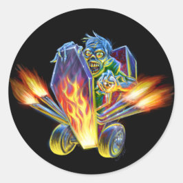 Zombie Hotrod Sticker Runt Klistermärke