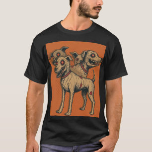 Zombie Hund Hydra Flervuddig Odöd Puppy Skräck T Shirt