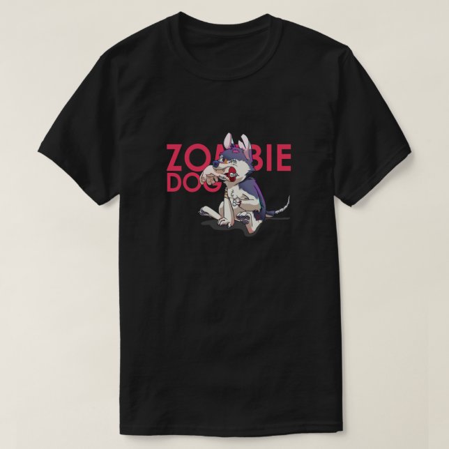 Zombie Hund Passande V-Nacke T Shirt (Design framsida)