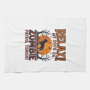 Zombie Hundpatrull Vintage Halloween Tröja Design_ Kökshandduk