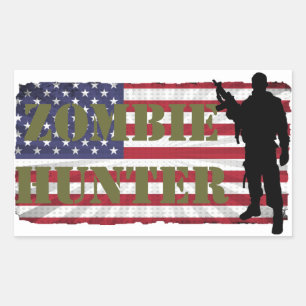 ZOMBIE HUNTER AMERICAN FLAGGA REKTANGULÄRT KLISTERMÄRKE