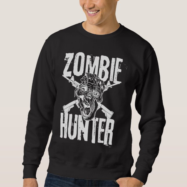 Zombie Hunter Halloween Costume Idea Lång Ärmad Tröja (Framsida)