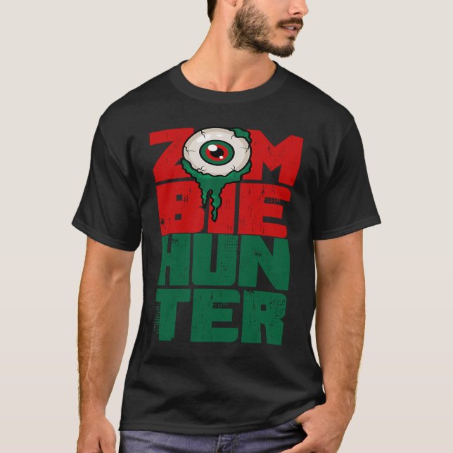 Zombie Hunter Halloween Cute med Öga-jakt T Shirt (Framsida)