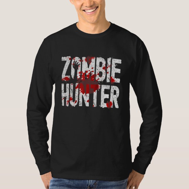 Zombie Hunter Halloween-kostym Blodstänk T Shirt (Framsida)