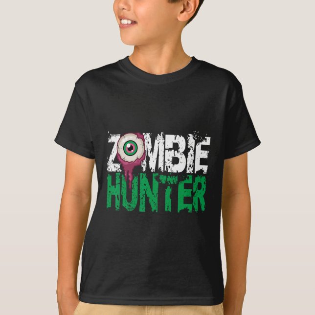 Zombie Hunter Halloween Shirt Cute med Öga Hun T (Framsida)
