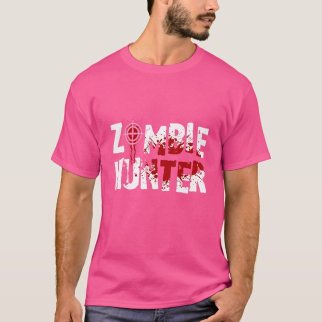 Zombie Hunter Horror Halloween Odöda Corpse Zombi T Shirt (Framsida)