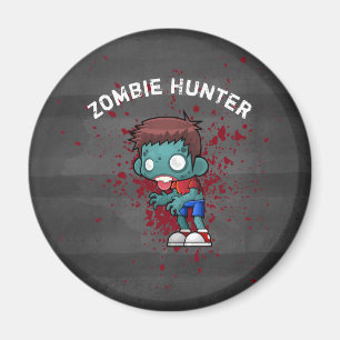 Zombie Hunter med Blood Splatter Creepy Coola Magnet