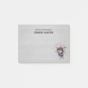 Zombie Hunter med Blood Splatter Creepy Coola Post-it Block