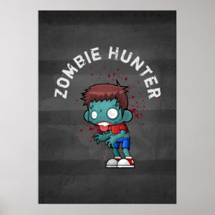 Zombie Hunter med Blood Splatter Creepy Coola Poster