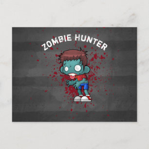 Zombie Hunter med Blood Splatter Creepy Coola Vykort