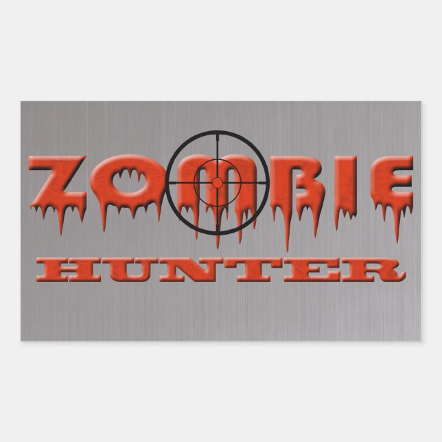 Zombie Hunter Rektangulärt Klistermärke (Framsida)