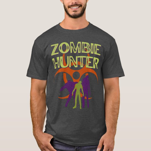 Zombie Hunter Scary Horror Halloween Costumeee fam T Shirt (Framsida)