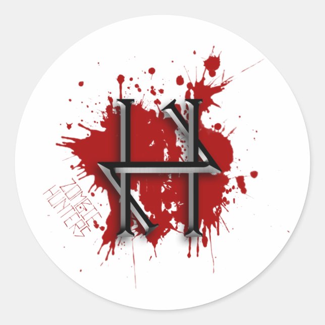 Zombie Hunter Stickers Runt Klistermärke (Framsida)