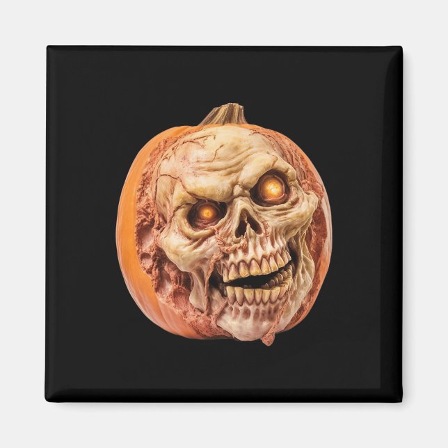 Zombie-Inspired Horror Pumpkin Funny Halloween Magnet (Framsidan)