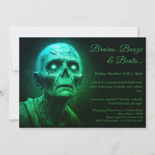 Zombie Invasion | Halloween Costume Party Inbjudningar (Framsida)