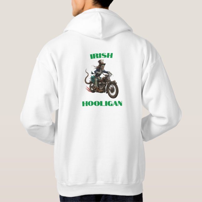 Zombie Irish Hooligan Biker Hoodie (Baksida)