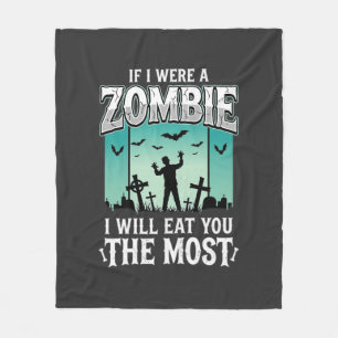 Zombie jag kommer äta dig Halloween-design_1 Fleecefilt