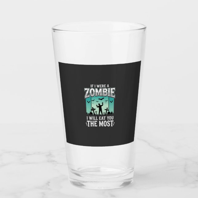 Zombie jag kommer äta dig Halloween-design_1 Glaskopp (Framsida)