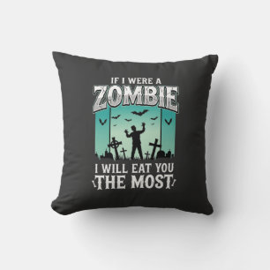 Zombie jag kommer äta dig Halloween-design_1 Kudde