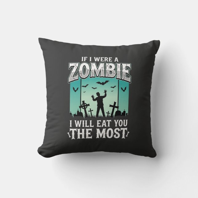 Zombie jag kommer äta dig Halloween-design_1 Kudde (Framsida)