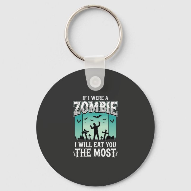Zombie jag kommer äta dig Halloween-design_1 Nyckelring (Framsida)