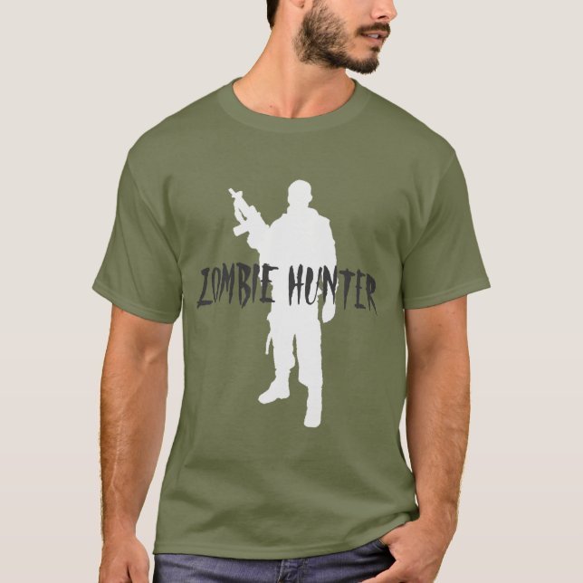 ZOMBIE JÄGARE -Tröja T Shirt (Framsida)