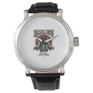 Zombie Jesus Vintage Gravyr Rolig T-Shirt Design_ Armbandsur