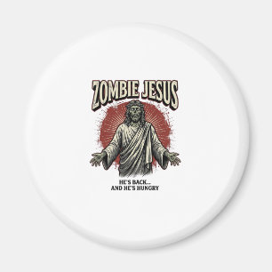 Zombie Jesus Vintage Gravyr Rolig T-Shirt Design_ Magnet