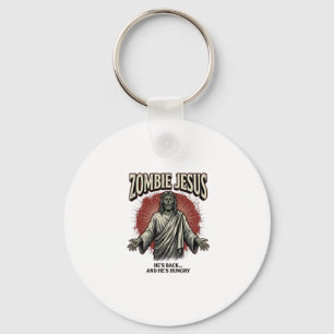 Zombie Jesus Vintage Gravyr Rolig T-Shirt Design_ Nyckelring