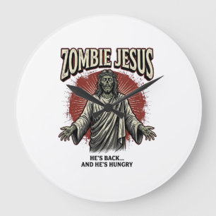 Zombie Jesus Vintage Gravyr Rolig T-Shirt Design_ Stor Klocka