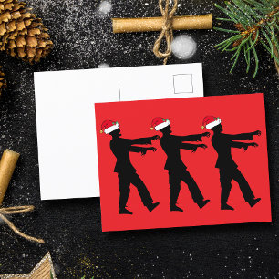 Zombie Julfusen Zombies i Santa Hats Red Vykort