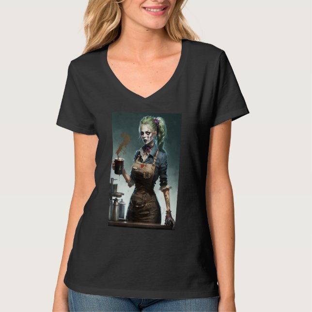 Zombie kaffebarkeeper   Zombies i vardagslivet S T Shirt (Framsida)