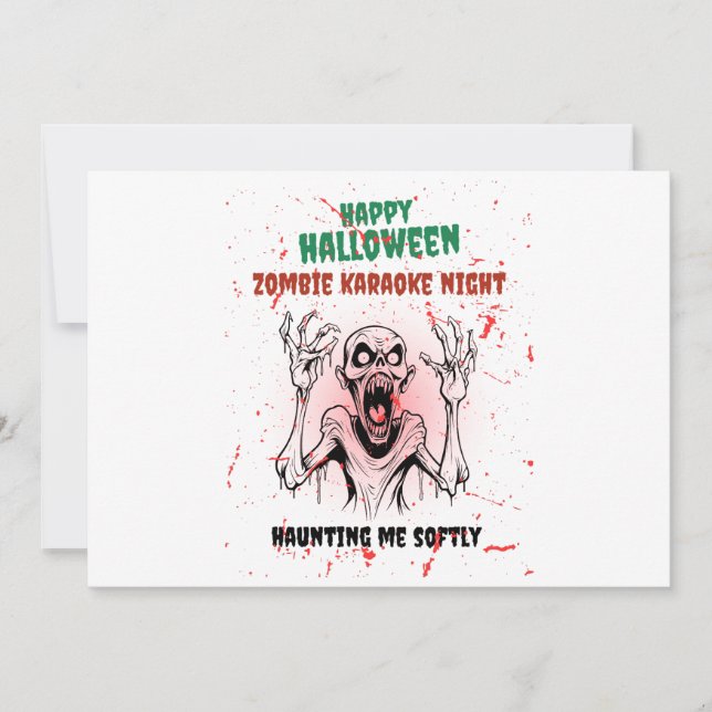Zombie Karaoke Night – Funny Halloween Party Inbjudningar (Framsida)