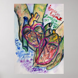 Zombie Kärlek Dikt Art Painting Poster utskrifter