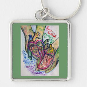 Zombie Kärlek Dikt Charm Keychain Pendants Fyrkantig Silverfärgad Nyckelring