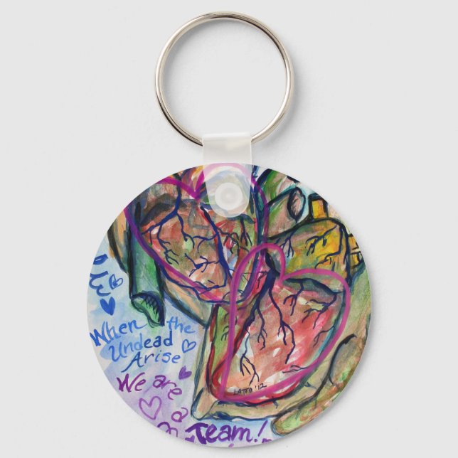 Zombie Kärlek Dikt Pendant Charm Keychains Nyckelring (Framsida)