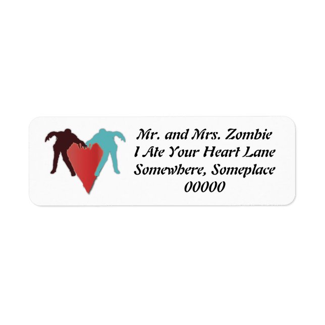 Zombie Kärlek Heart-etikett Returadress Etikett (Framsidan)