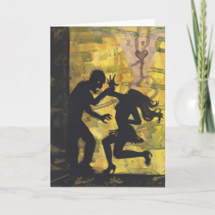 Zombie Kärlek mörk silhuette art Greeting Card Kort