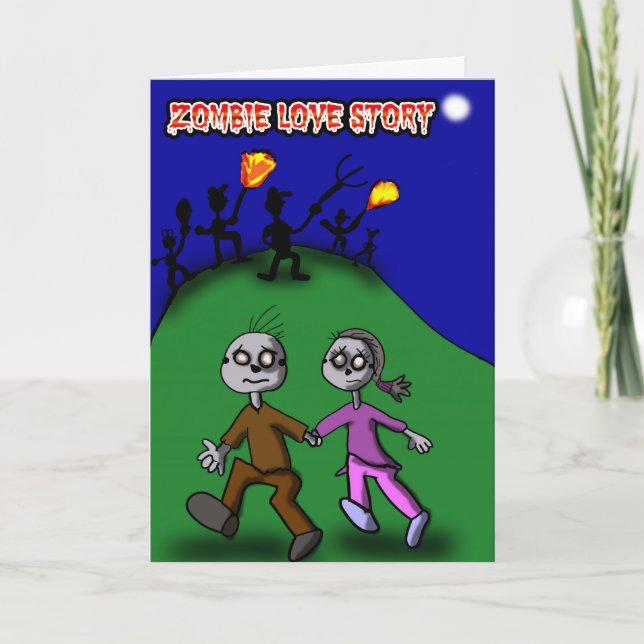 Zombie Kärlek Story Card Helgkort (Framsida)