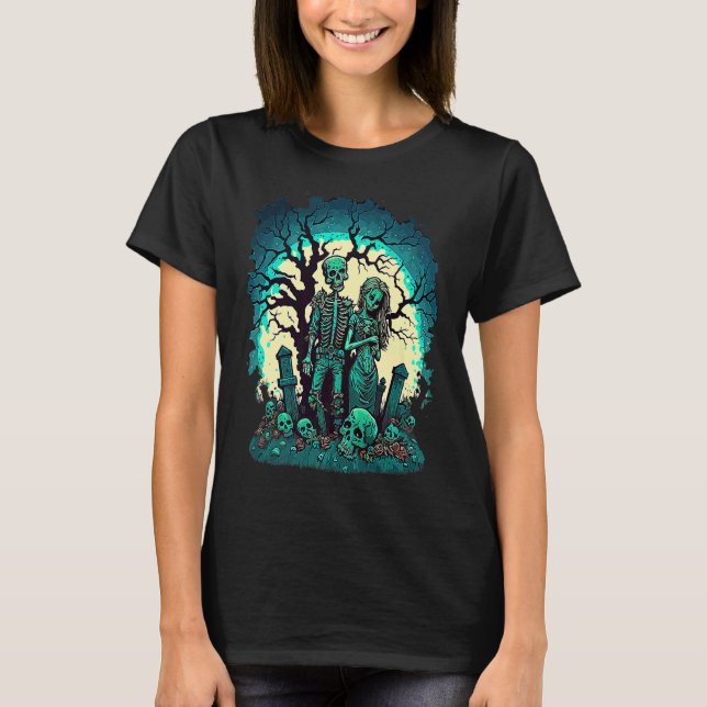Zombie kärleksvalentin skräck monster Halloween få T Shirt (Framsida)