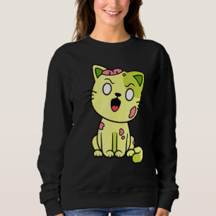 Zombie Katt Halloween Mja Cute Monster Grafisk T Shirt
