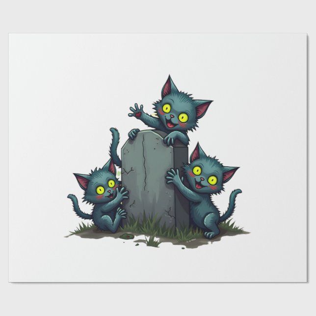Zombie Katt Uppståndelse Presentpapper (Platt)