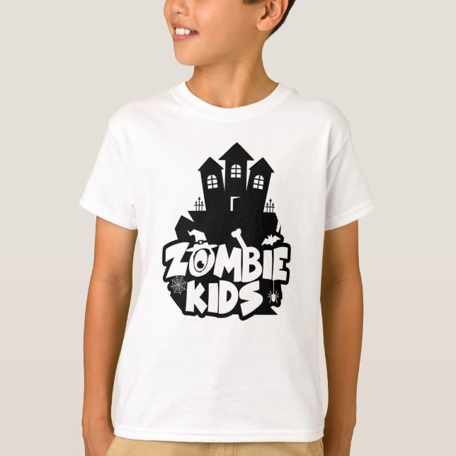 Zombie Kids Haunted House T Shirt (Framsida)