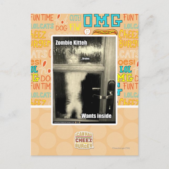 Zombie Kitteh Vykort (Framsida)