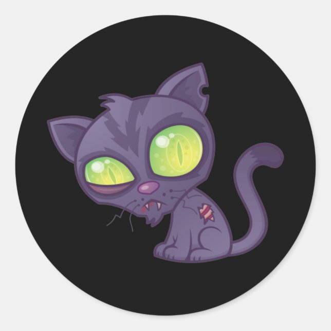 Zombie Kitty Runt Klistermärke (Framsida)