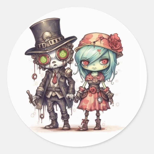 Zombie-klistermärke Runt Klistermärke (Framsida)