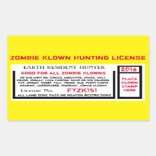 ZOMBIE KLOWN HUNDRALICENS REKTANGULÄRT KLISTERMÄRKE