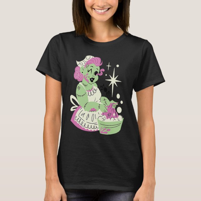 Zombie Kvinna Mamman Rengör Halloween T Shirt (Framsida)