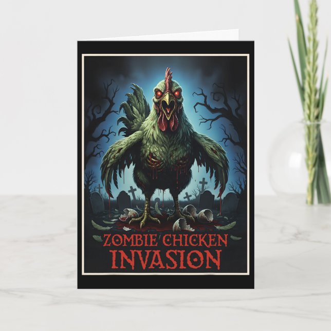 Zombie Kycklinginvasion Odöda Farm Skräck  Kort (Framsida)